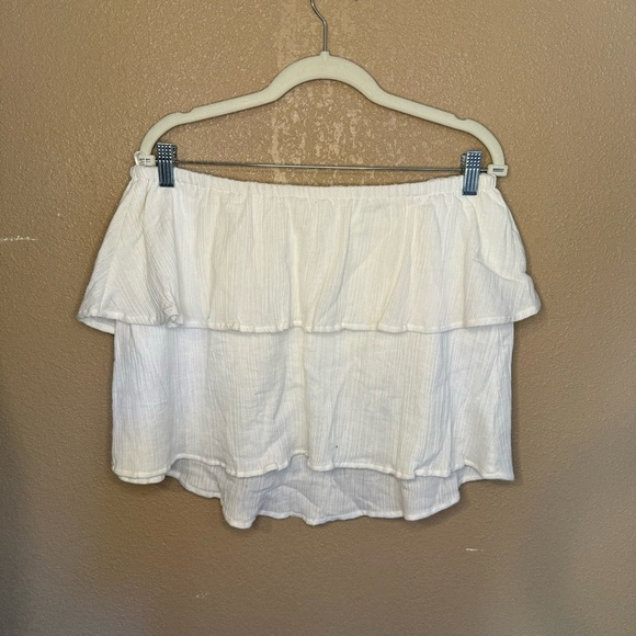 The Odell’s White Cotton Greek Flounce Strapless Flowy Top European Summer A24 - Picture 3 of 3